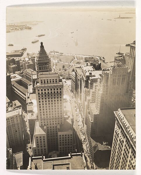 [Aerial View, Lower Manhattan, New York], Berenice Abbott (American, Springfield, Ohio 1898–1991 Monson, Maine), Gelatin silver print 