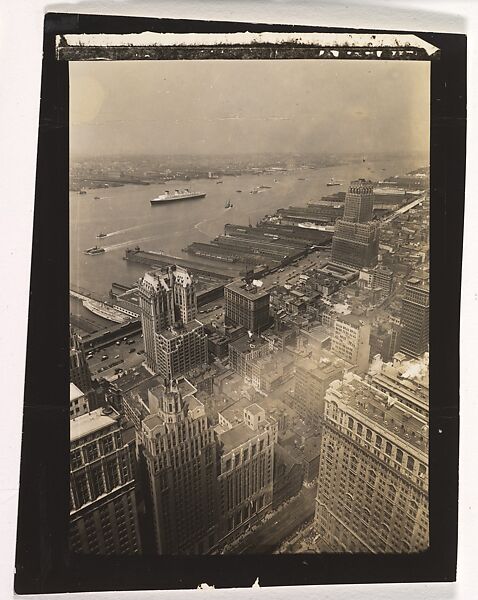 [Aerial View, Lower Manhattan, New York], Berenice Abbott (American, Springfield, Ohio 1898–1991 Monson, Maine), Gelatin silver print 