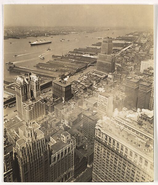 [Aerial View, Lower Manhattan, New York], Berenice Abbott (American, Springfield, Ohio 1898–1991 Monson, Maine), Gelatin silver print 