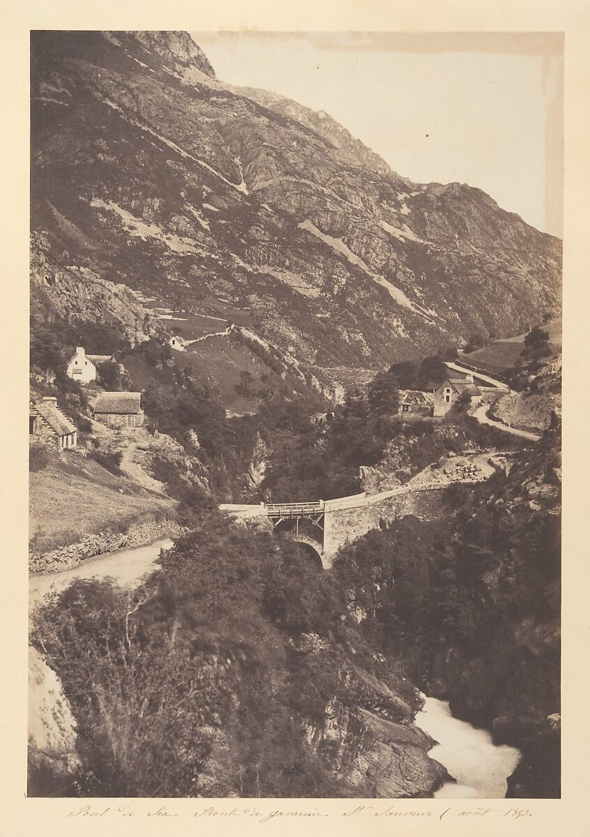 Pont de Sia Route de Gavarnie St Sauveur, Joseph Vigier (French, 1821–1862), Salted paper print from paper negative 