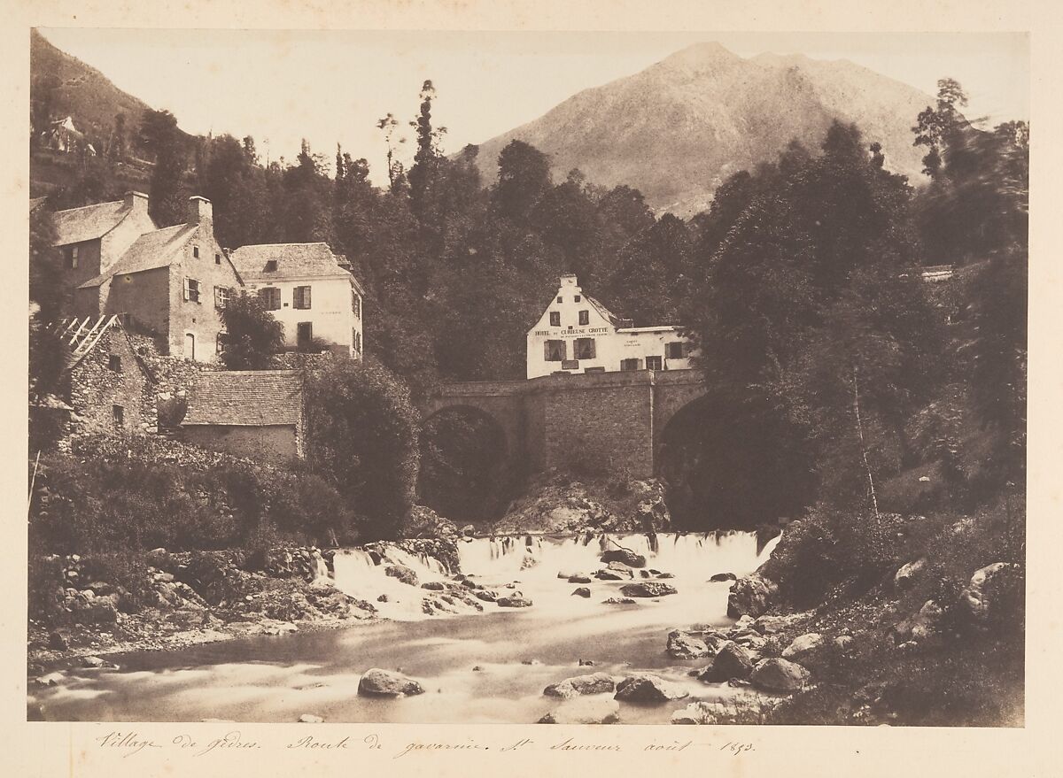 Village de Gèdres, Route de Gavarnie, Joseph Vigier (French, 1821–1862), Salted paper print from paper negative 