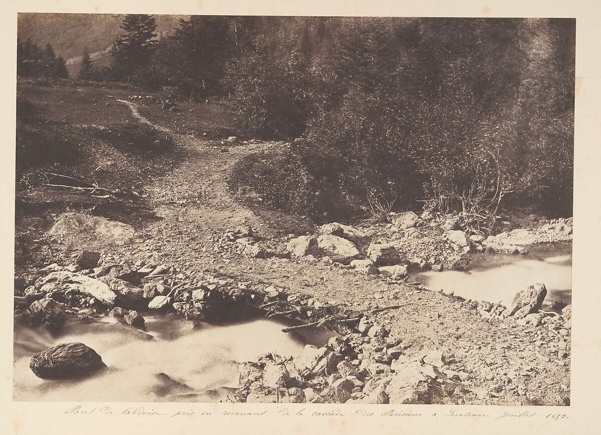 Pont de l'ardoise pris en revenant de la cascade des Parisiens, Luchon, Joseph Vigier (French, 1821–1862), Salted paper print from paper negative 