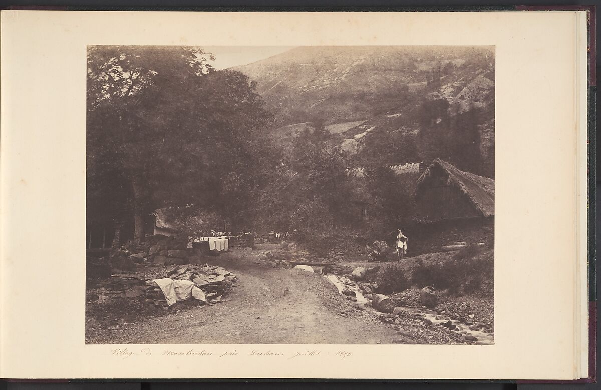 Village de Montaubant pris de Luchon, Joseph Vigier (French, 1821–1862), Salted paper print from paper negative 