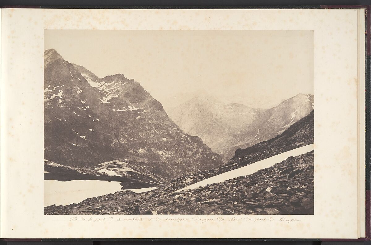 Vue de la partie de la Maladetta et des montagnes du haut du port de Vénasque, Joseph Vigier (French, 1821–1862), Salted paper print from paper negative 