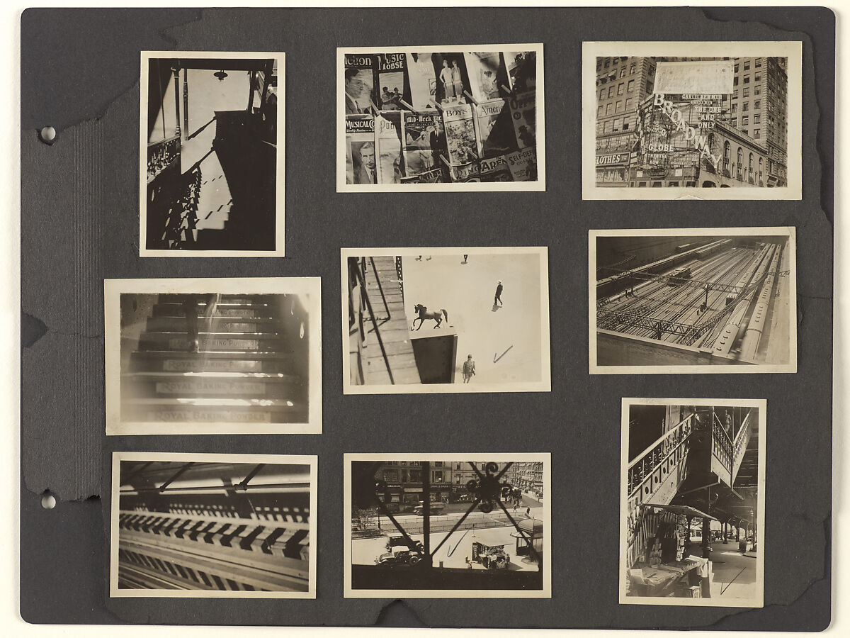 [Album Page: Ninth Avenue Elevated Train Line Near Columbus Circle, Manhattan], Berenice Abbott  American, Gelatin silver prints