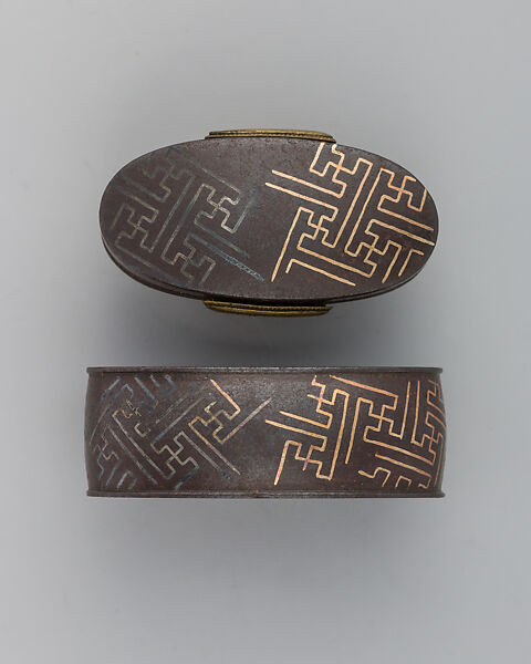 Sword-Hilt Collar and Pommel (Fuchigashira), Iron, gold, Japanese 