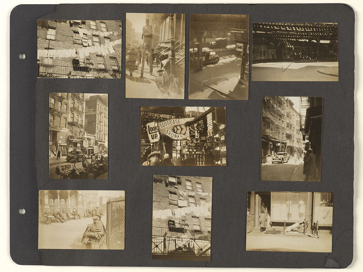 [Album Page 8: Lower East Side, The Bowery and Union Square Vicinity, Manhattan], Berenice Abbott  American, Gelatin silver prints