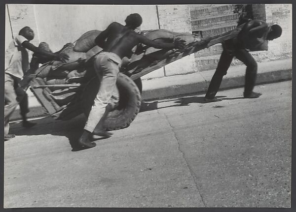 [Men Pulling Cart on Street, Haiti?], Leon Levinstein (American, Buckhannon, West Virginia 1910–1988 New York), Gelatin silver print 