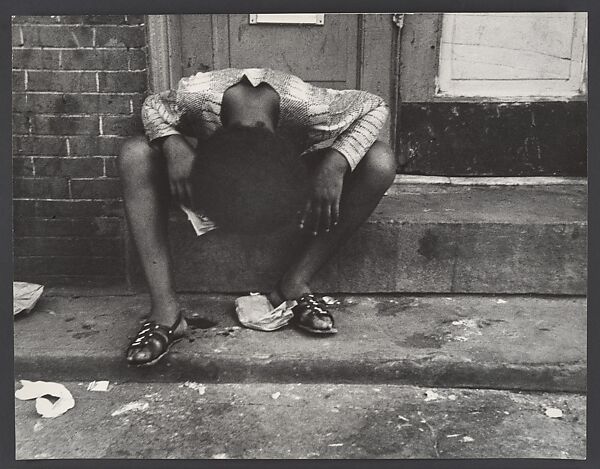 [Street Scene: Exhausted Woman with Head Between Knees, New York City], Leon Levinstein (American, Buckhannon, West Virginia 1910–1988 New York), Gelatin silver print 