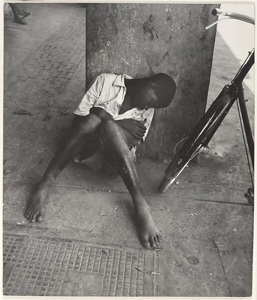 [Young Man Sleeping on Street, with Bicycle, Haiti?], Leon Levinstein (American, Buckhannon, West Virginia 1910–1988 New York), Gelatin silver print 
