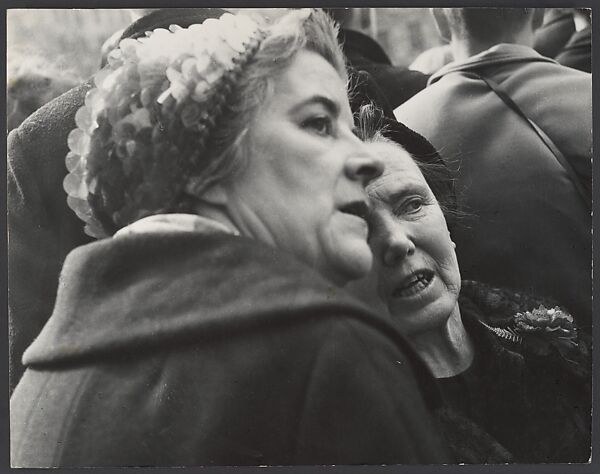 [Two Women in Hats, Conversing on Crowded Street, New York City], Leon Levinstein (American, Buckhannon, West Virginia 1910–1988 New York), Gelatin silver print 