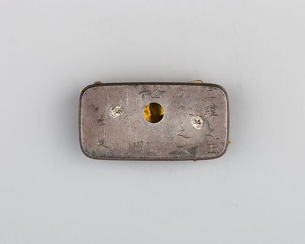 Cord Ornament (Kanemono) with Back Plate, Gold, copper-gold alloy (shakudō), copper, copper-silver alloy (shibuichi), Japanese
