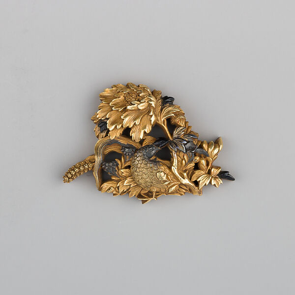 Cord Ornament (Kanemono), Copper-gold alloy (shakudō), gold, silver, Japanese 