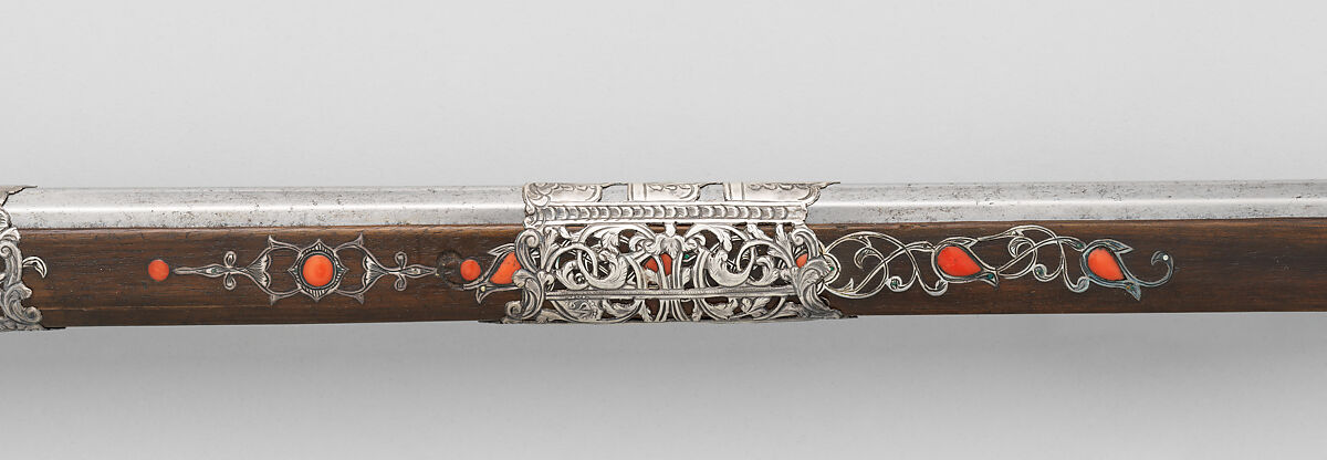 Miquelet Gun of Ali Pasha, Wood, steel, silver, coral, Algerian