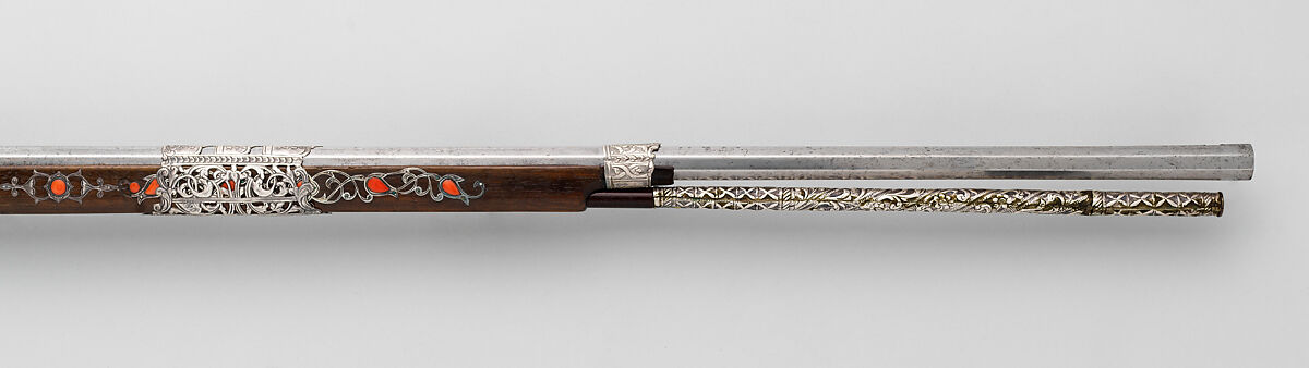 Miquelet Gun of Ali Pasha, Wood, steel, silver, coral, Algerian