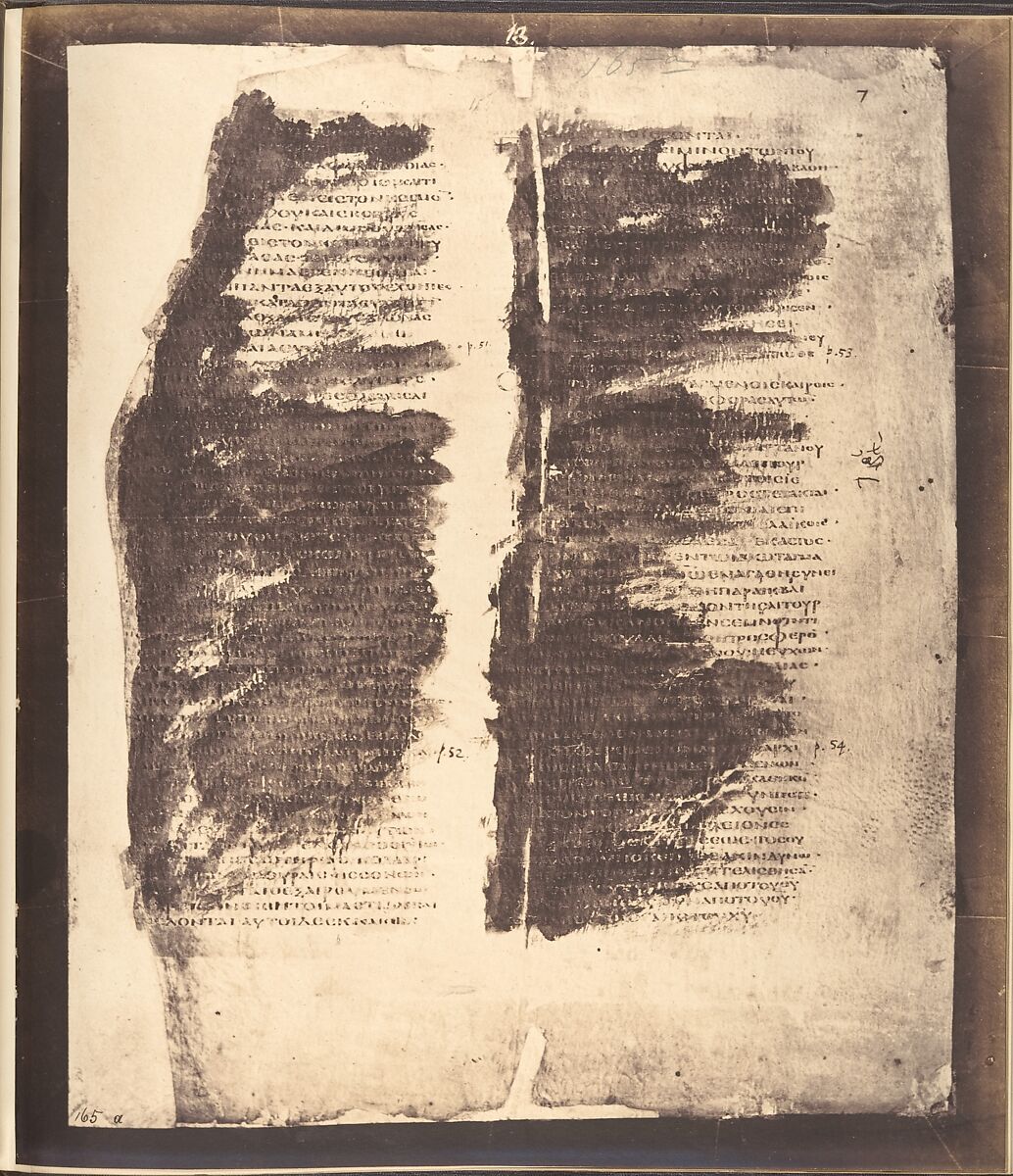 Photographic Facsimiles of the Remains of the Epistles of Clement of Rome.  Made from the Unique Copy Preserved in the Codex Alexandrinus., Roger Fenton (British, 1819–1869), Salted paper prints from glass negatives