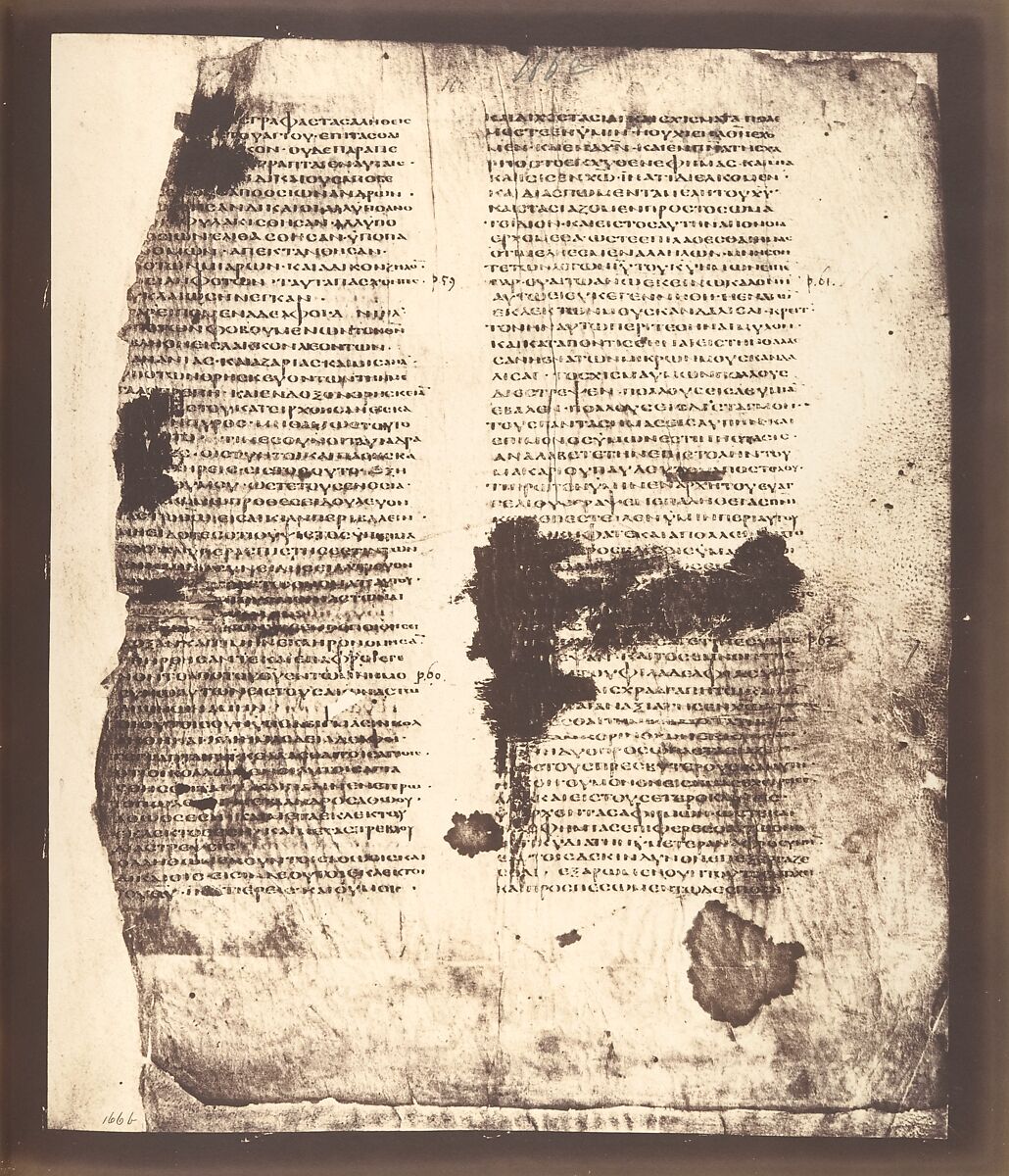 Photographic Facsimiles of the Remains of the Epistles of Clement of Rome.  Made from the Unique Copy Preserved in the Codex Alexandrinus., Roger Fenton (British, 1819–1869), Salted paper prints from glass negatives