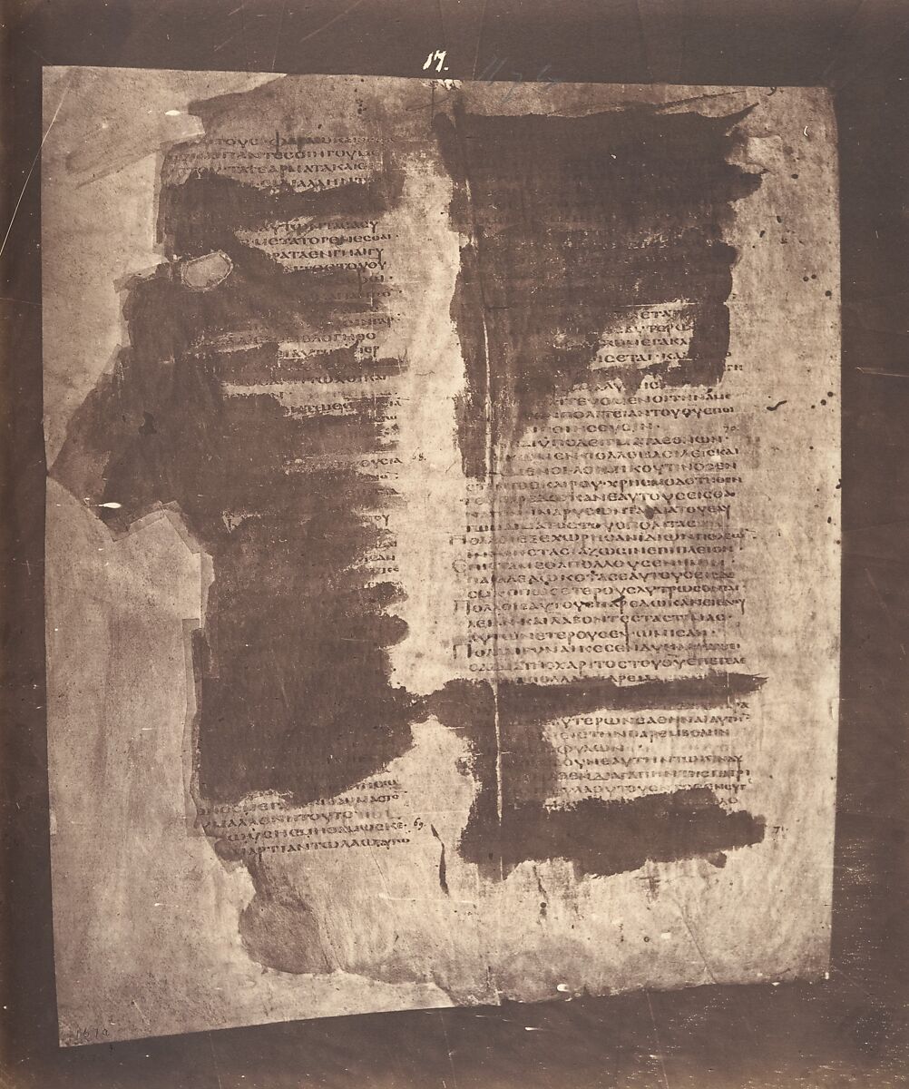 Photographic Facsimiles of the Remains of the Epistles of Clement of Rome.  Made from the Unique Copy Preserved in the Codex Alexandrinus., Roger Fenton (British, 1819–1869), Salted paper prints from glass negatives