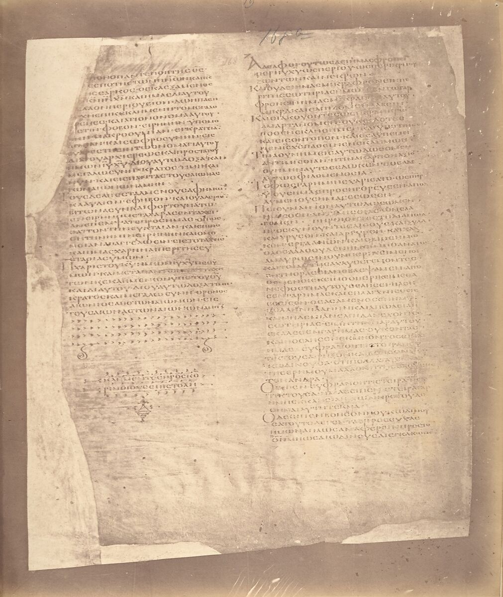 Photographic Facsimiles of the Remains of the Epistles of Clement of Rome.  Made from the Unique Copy Preserved in the Codex Alexandrinus., Roger Fenton (British, 1819–1869), Salted paper prints from glass negatives