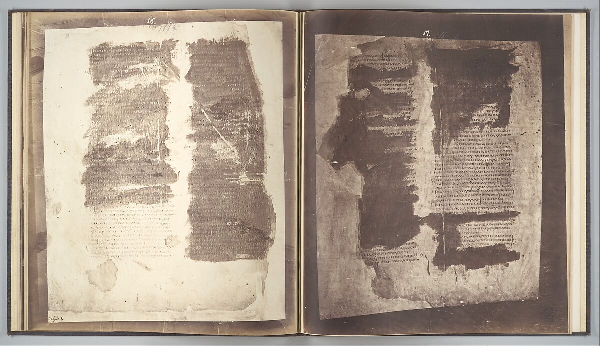 Photographic Facsimiles of the Remains of the Epistles of Clement of Rome.  Made from the Unique Copy Preserved in the Codex Alexandrinus., Roger Fenton (British, 1819–1869), Salted paper prints from glass negatives 