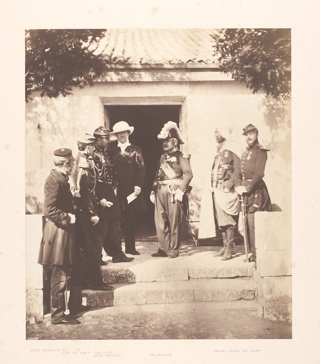 Group at Head Quarters, Roger Fenton (British, 1819–1869), Salted paper print from glass negative 