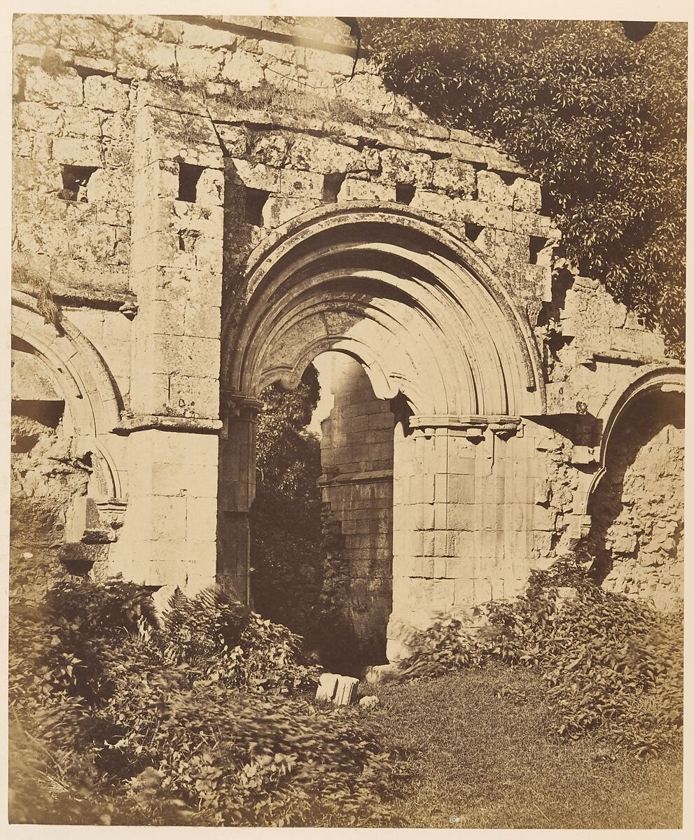 Rivaulx Abbey.  Doorway of the Refectory, Joseph Cundall (British, Norwich, Norfolk 1818–1895 Wallington, Surrey), Albumen silver print 