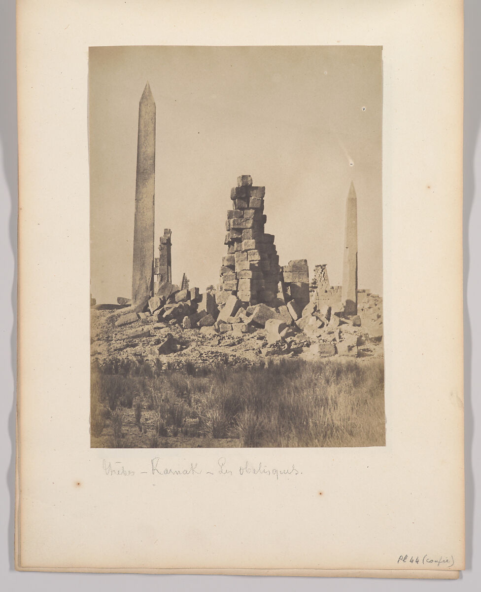 Palais de Karnak, les Obélisques, Maxime Du Camp (French, 1822–1894), Salted paper print 