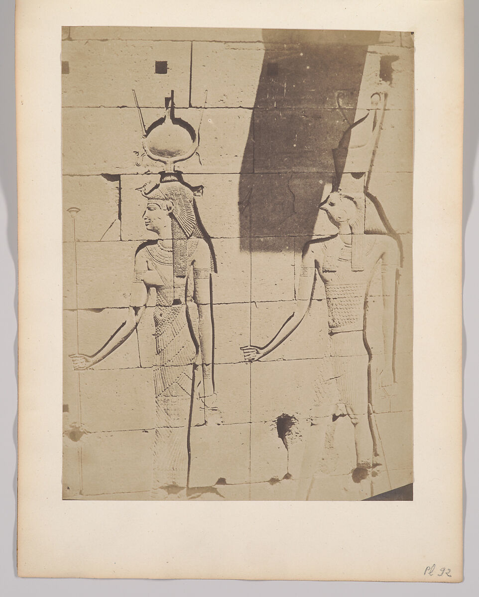 Kalabcheh, sculptures de la facade postérieure du temple, Maxime Du Camp (French, 1822–1894), Salted paper print 