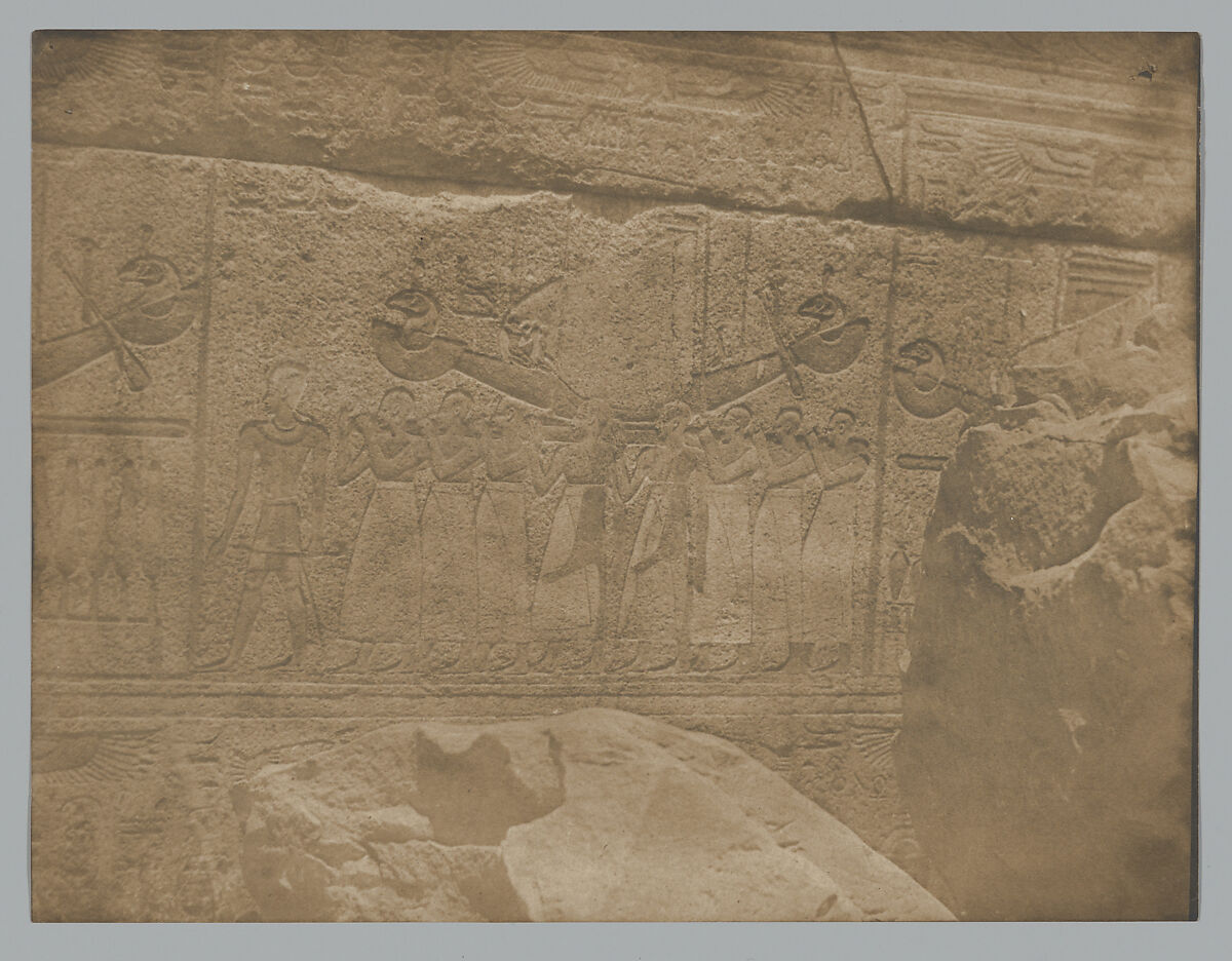 Palais de Karnak, sculptures extérieures du sanctuaire de granit., Maxime Du Camp (French, 1822–1894), Salted paper print 