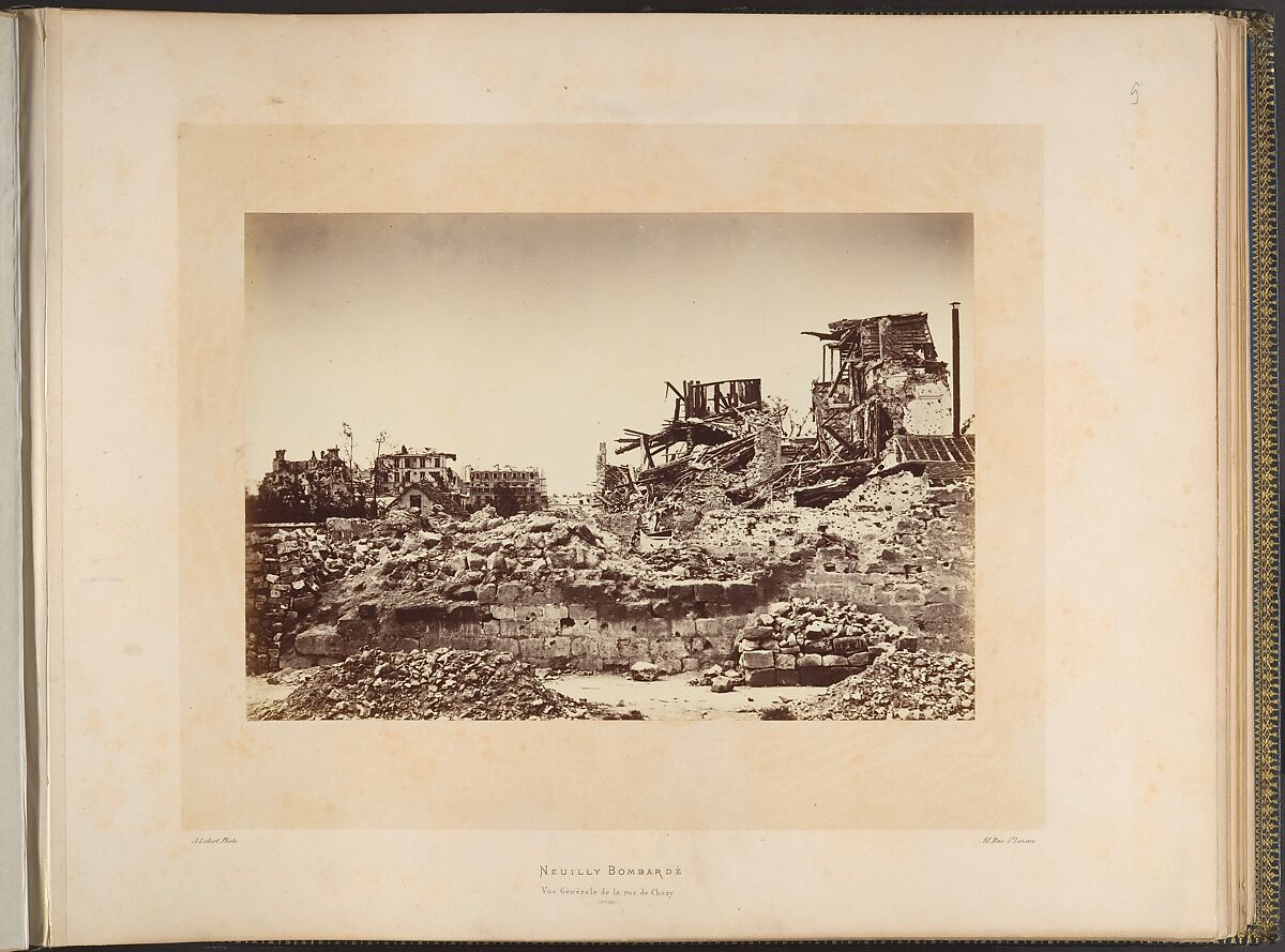 Neuilly Bombarded. General View of the rue de Chezy, Alphonse J. Liébert (French, 1827–1913), Albumen silver print from glass negative 