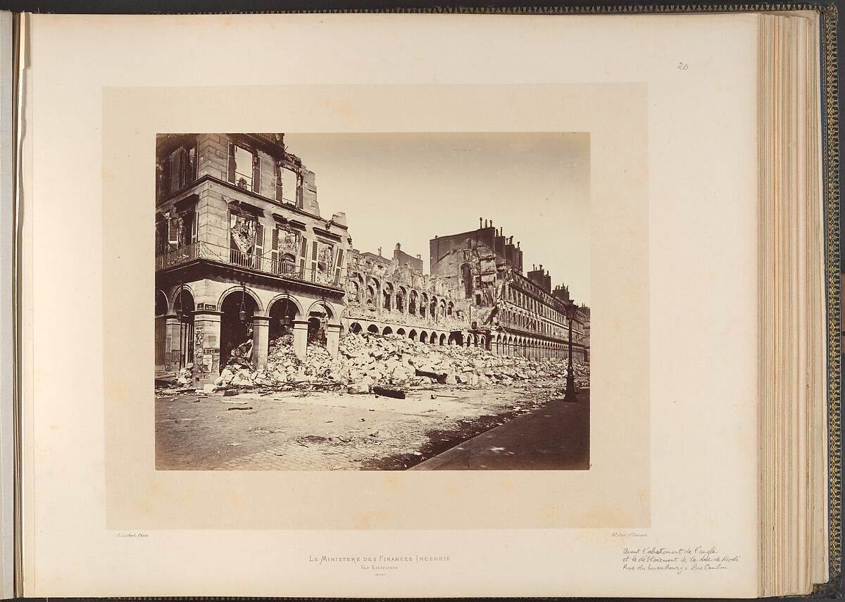 Finance Ministry, Burned. Exterior View, Alphonse J. Liébert (French, 1827–1913), Albumen silver print from glass negative 