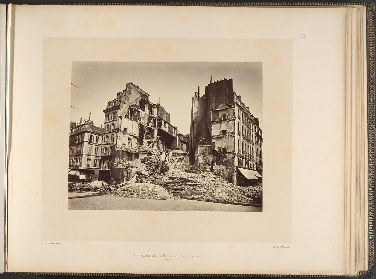 Place de la Bastille, Burned, Alphonse J. Liébert (French, 1827–1913), Albumen silver print from glass negative 