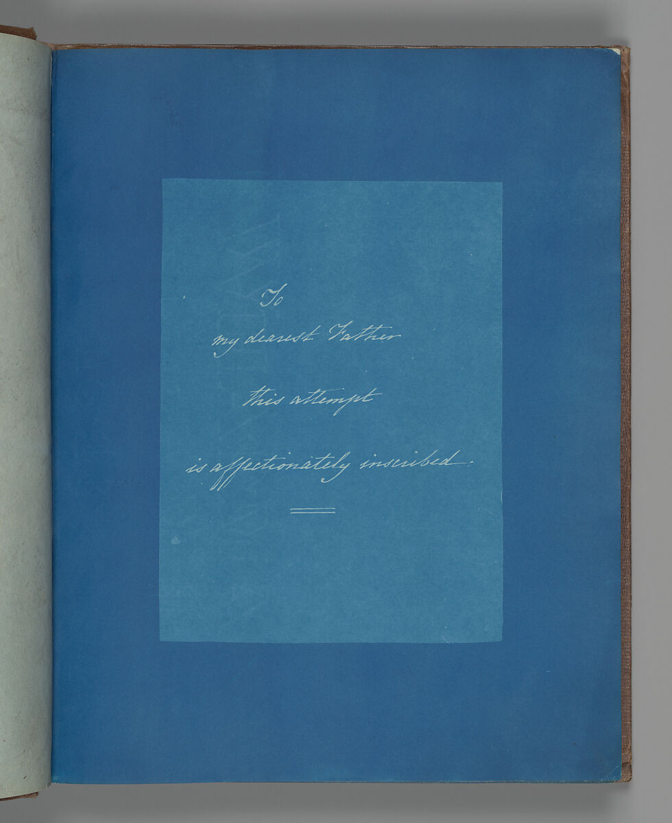 [Dedication Page 1], Anna Atkins (British, 1799–1871), Cyanotype 