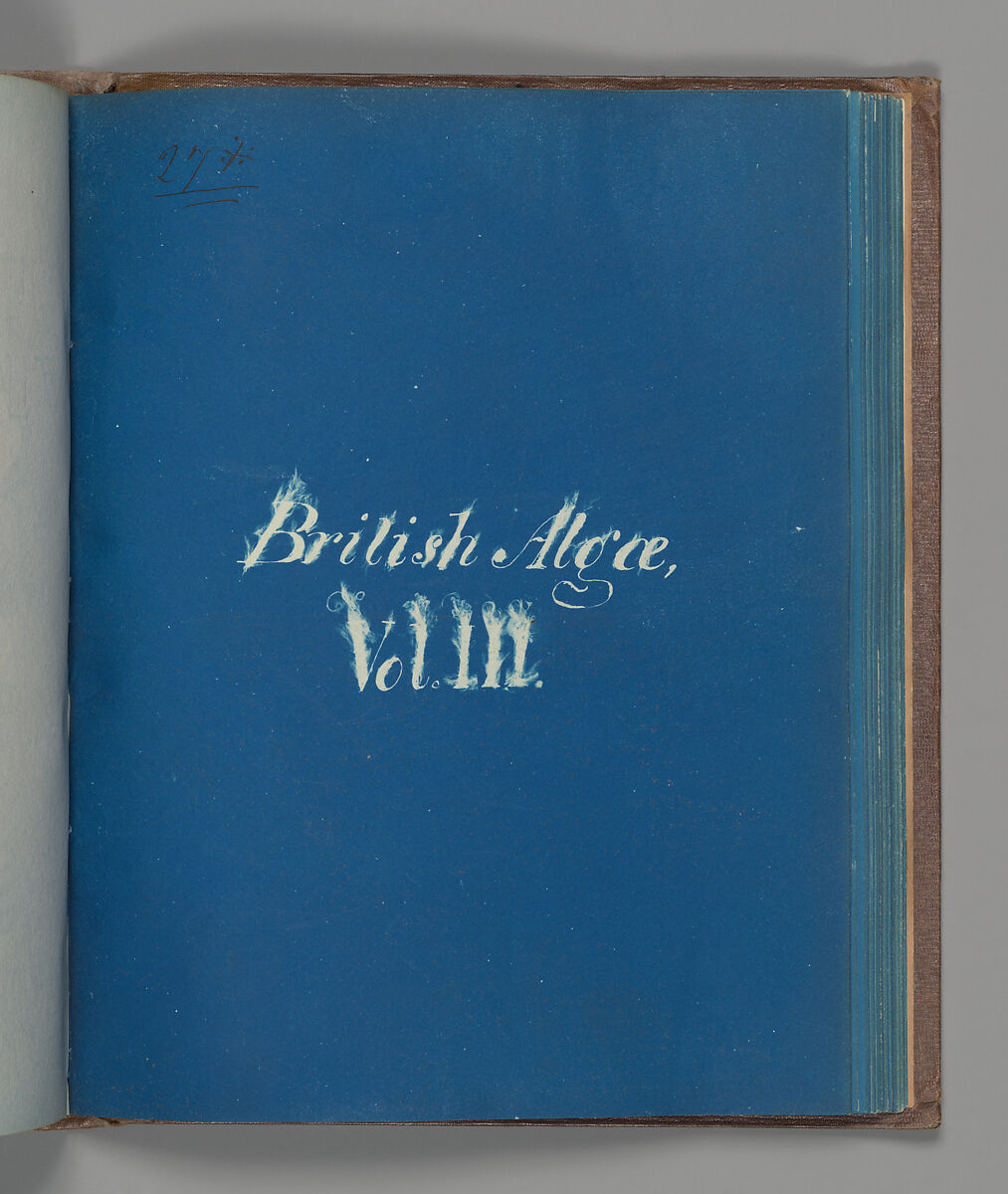 British Algae, Vol. III, Anna Atkins (British, 1799–1871), Cyanotype 