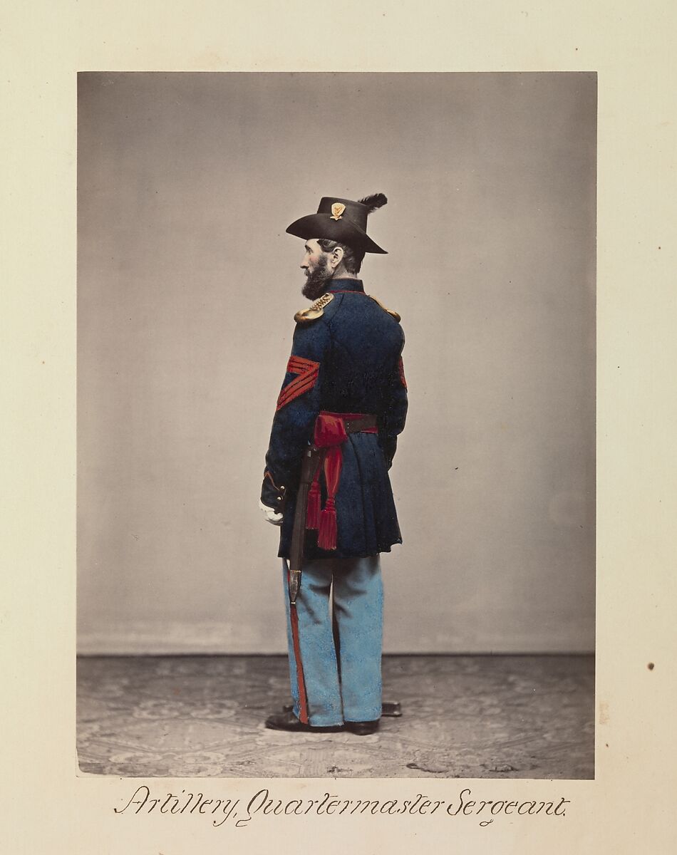 Artillery, Quartermaster Sergeant, Attributed to Oliver H. Willard (American, active 1850s–70s, died 1875), Albumen silver print from glass negative with applied color 