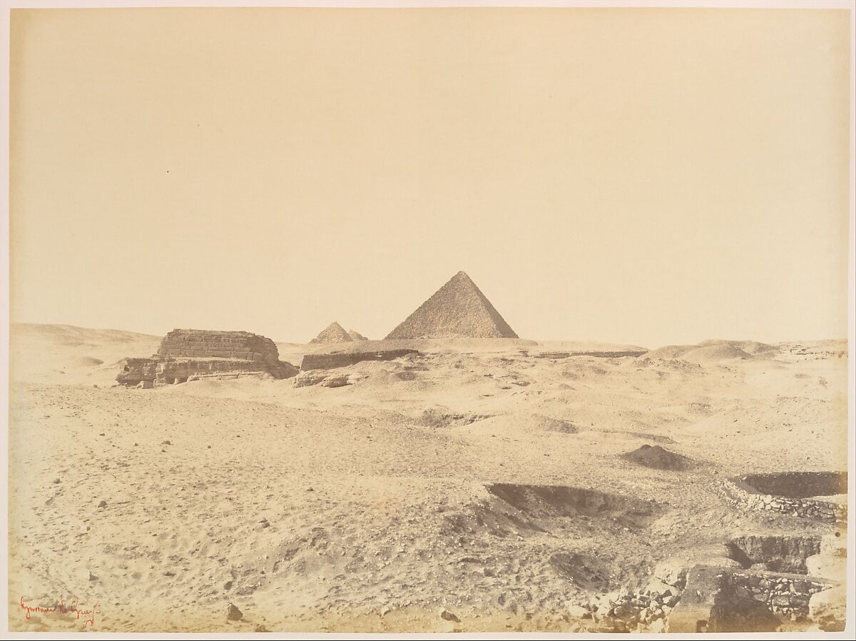 Pyramides de Gizèh, Gustave Le Gray (French, 1820–1884), Albumen silver print from glass negative 