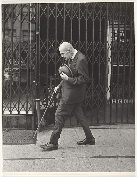 [Street Scene: Elderly Man Walking with Cane, New York City], Leon Levinstein (American, Buckhannon, West Virginia 1910–1988 New York), Gelatin silver print 