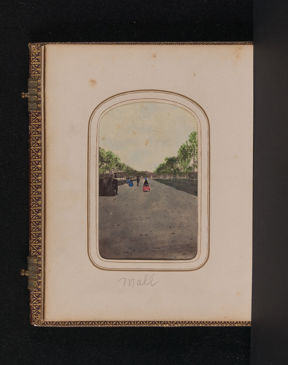 [Carte-de-visite Album of Central Park Views], Stacy's Photographic Carte de Visite (American, active 1860s), Albumen silver prints, gouache, varnish