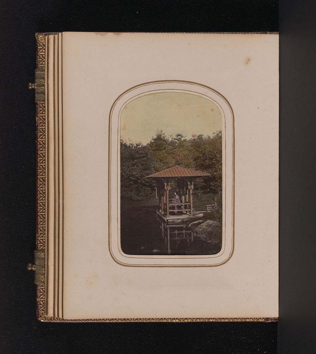 [Carte-de-visite Album of Central Park Views], Stacy's Photographic Carte de Visite (American, active 1860s), Albumen silver prints, gouache, varnish
