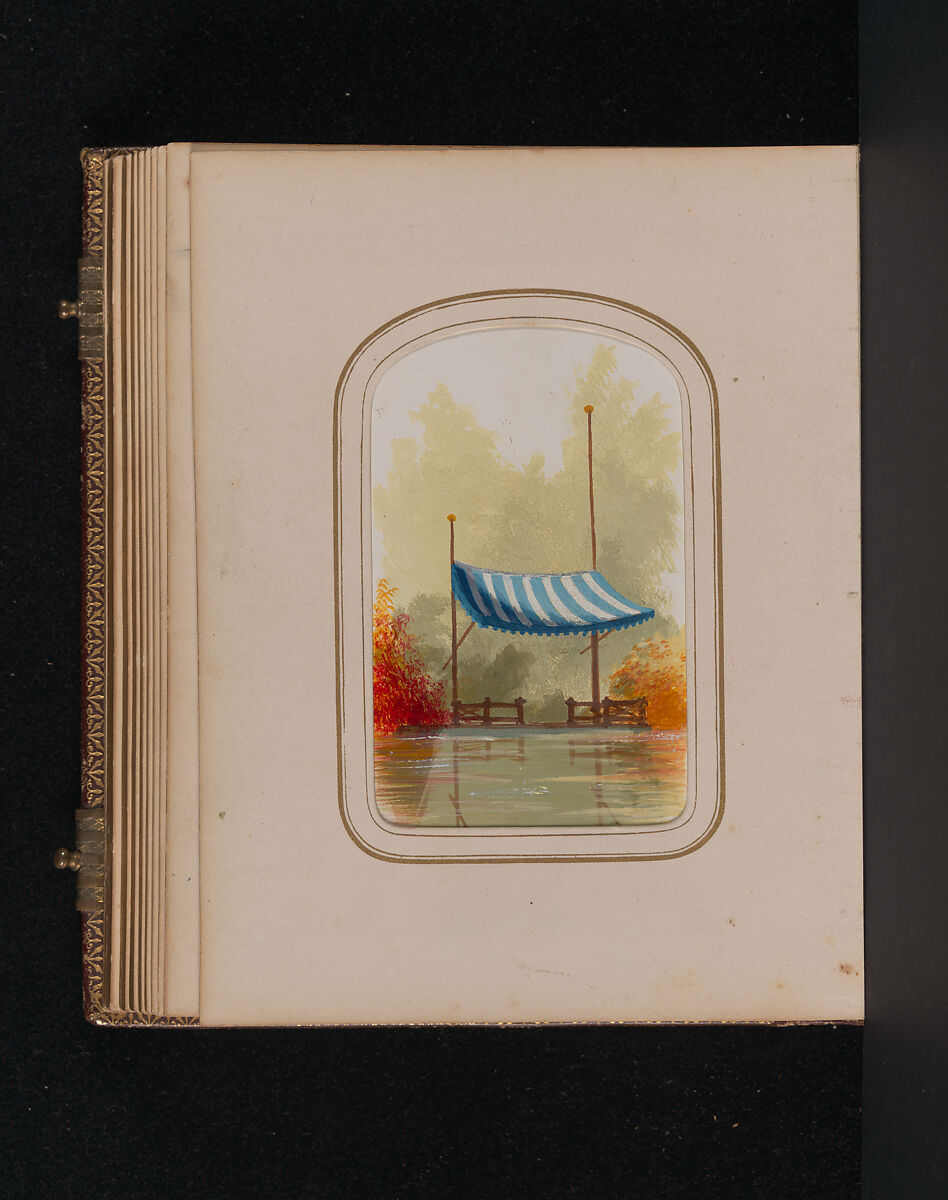 [Carte-de-visite Album of Central Park Views], Stacy's Photographic Carte de Visite (American, active 1860s), Albumen silver prints, gouache, varnish