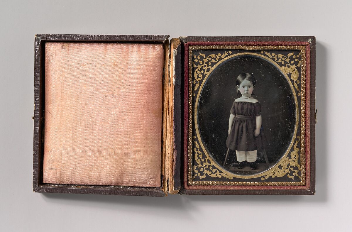 [Young Girl Standing on Short Platform], Unknown (American), Daguerreotype with applied color 