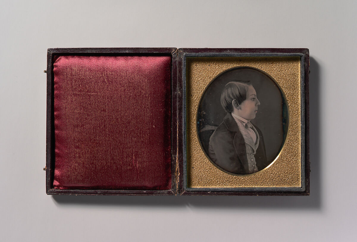 [Boy in Profile], Unknown (American), Daguerreotype with applied color 