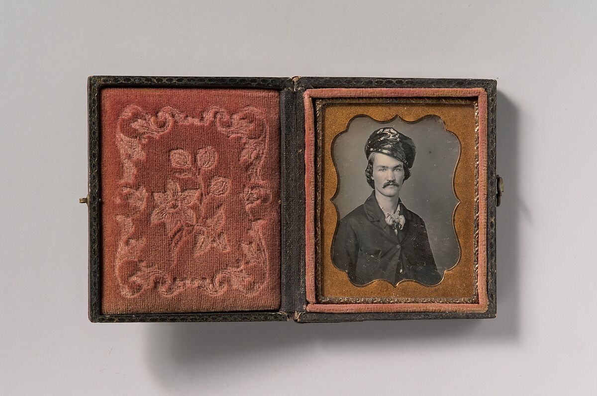 [Man with Mustache Wearing Oilskin Hat], Edward M. Tyler (American), Daguerreotype 