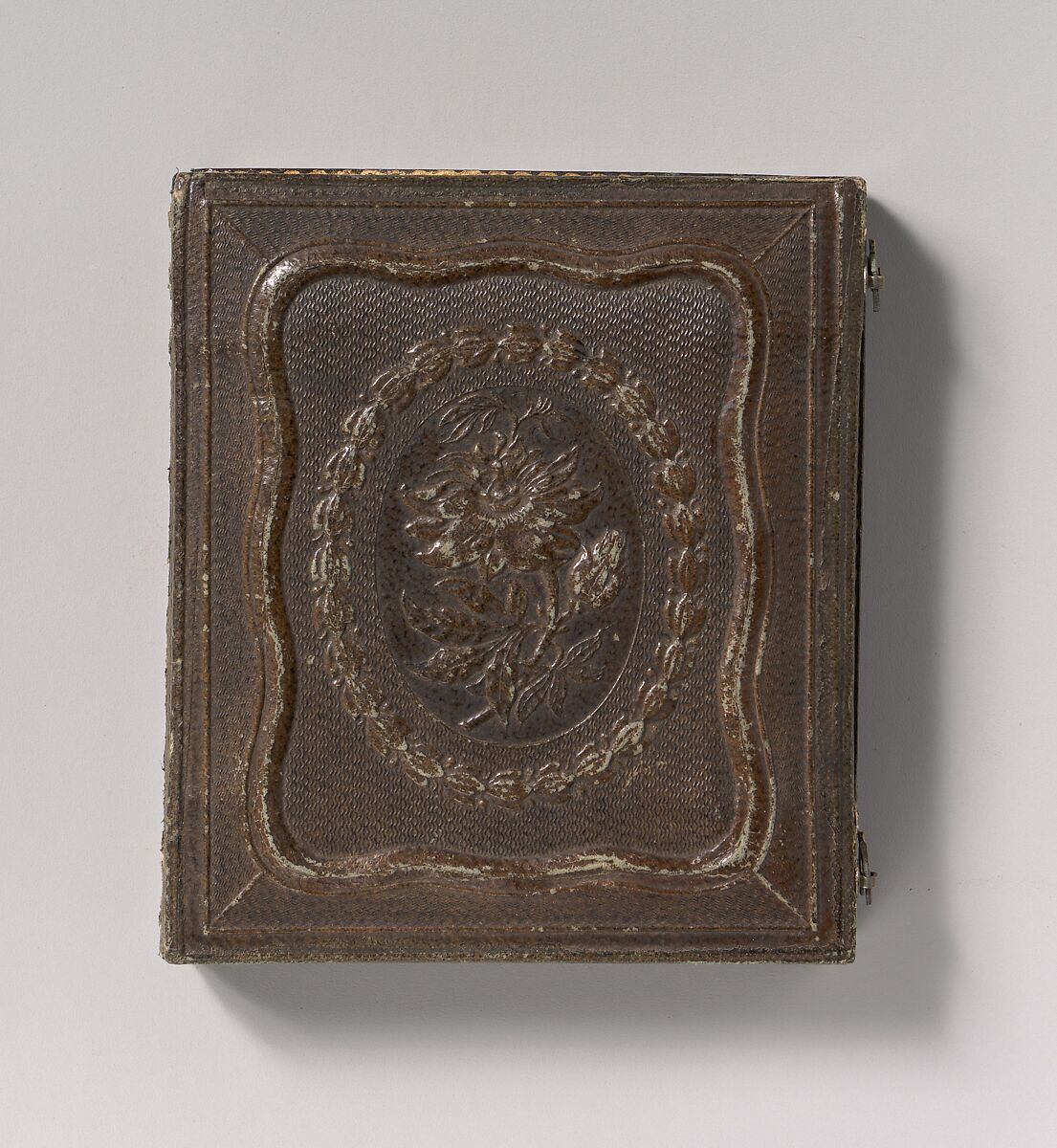 [Young Girl Wearing Waist Apron, Resting Hand on Chair], Unknown (American), Daguerreotype with applied color