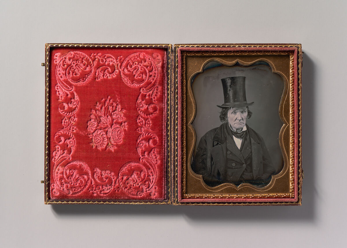 [Older Man Wearing Top Hat and Coat], Unknown (American), Daguerreotype with applied color 