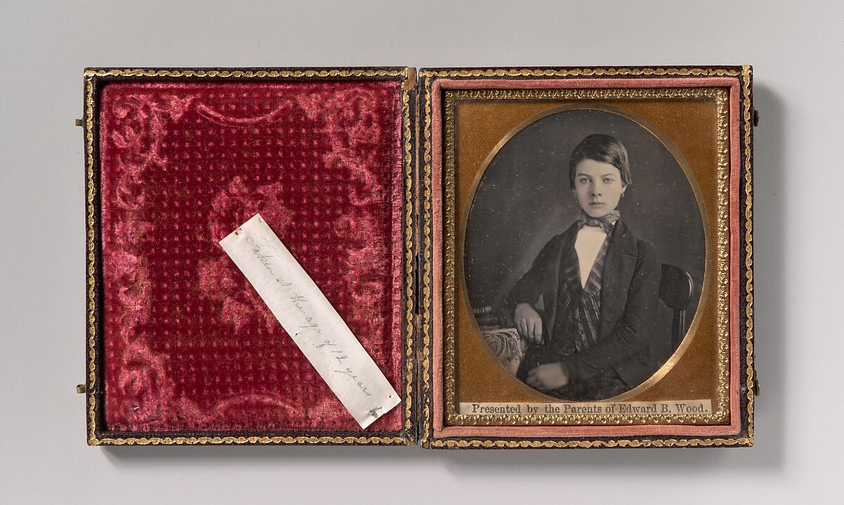 [Adolescent, 12, Wearing Earrings and a Suit], Unknown (American), Daguerreotype with applied color 