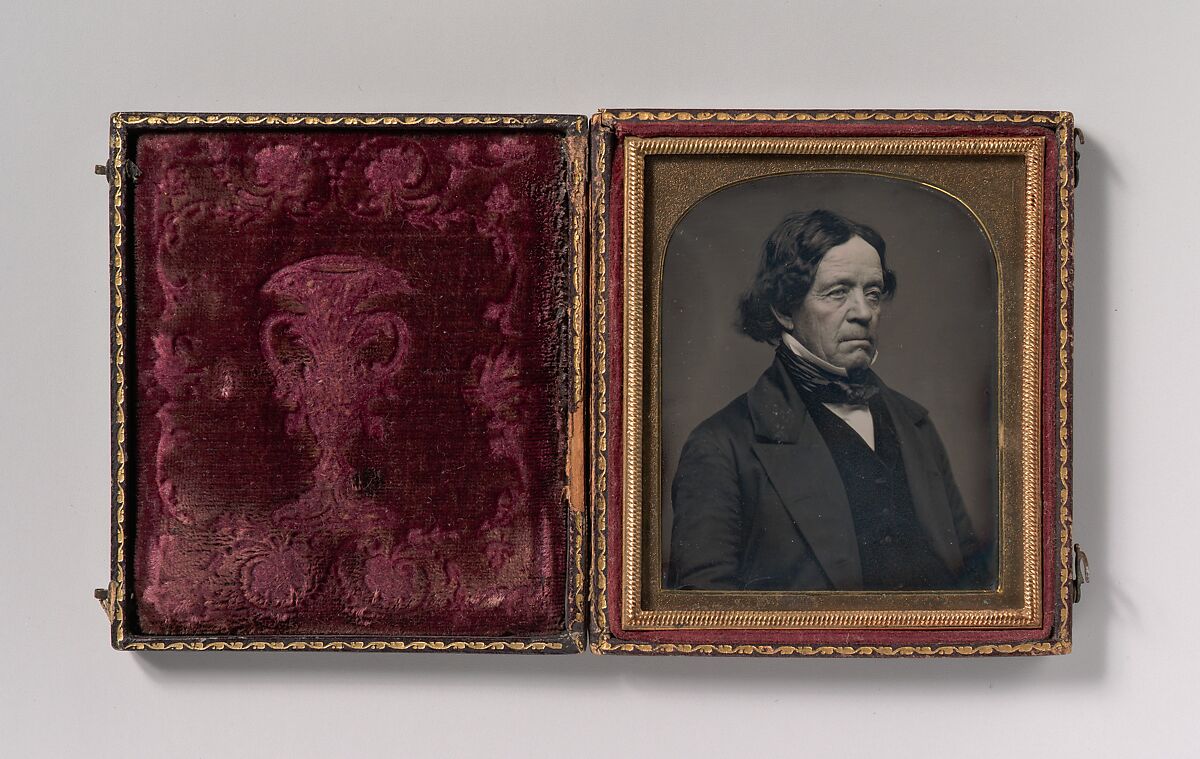 [Elderly Man with Dark Hair], Unknown (American), Daguerreotype with applied color 