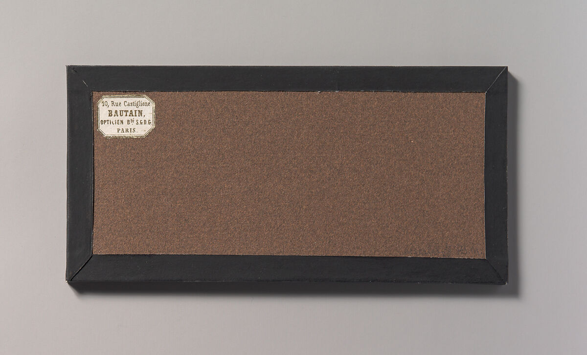 [Stereograph of a Woman Wearing a Tiara and Tulle and Lace Dress, Seated Before a Mirror], Bautain (French), Daguerreotype with applied color