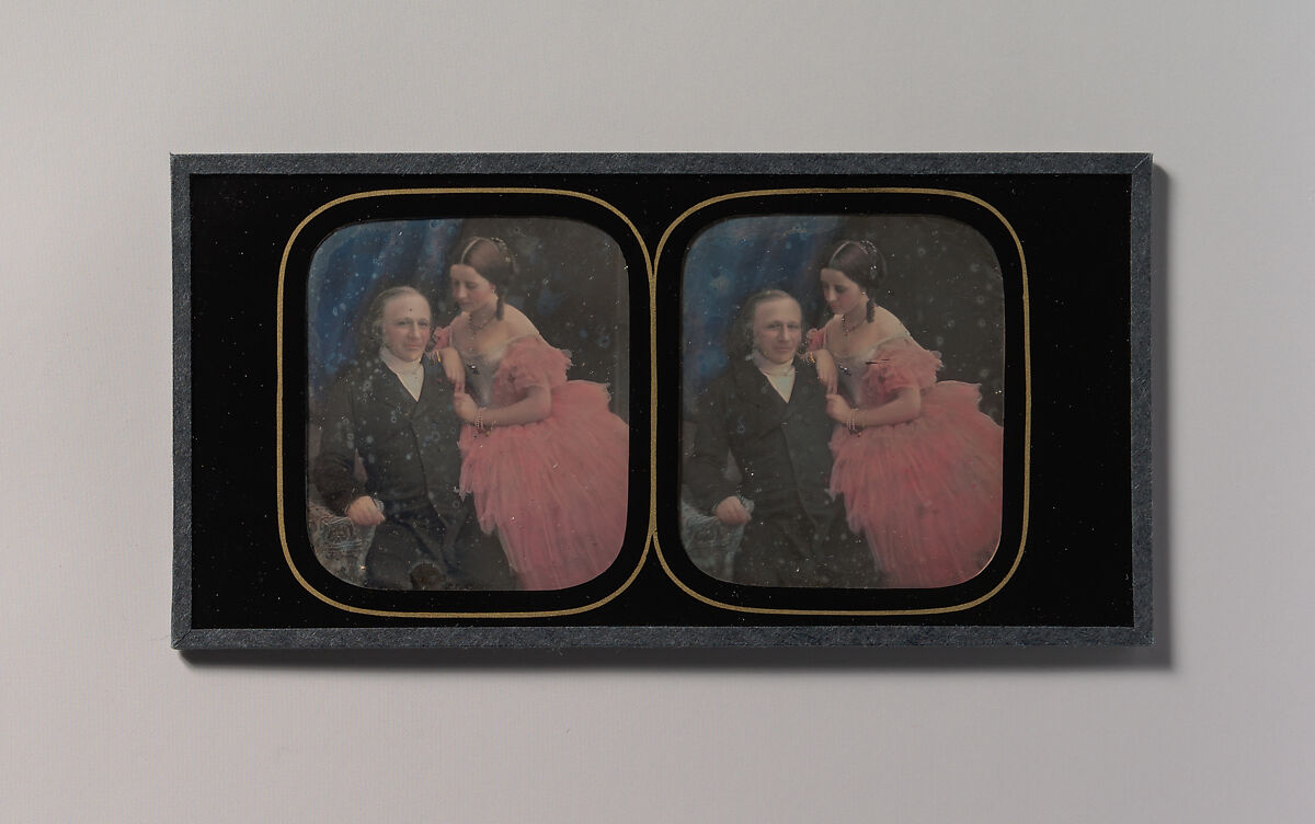 The Doctor and His Daughter, Unknown (French), Daguerreotype with applied color 