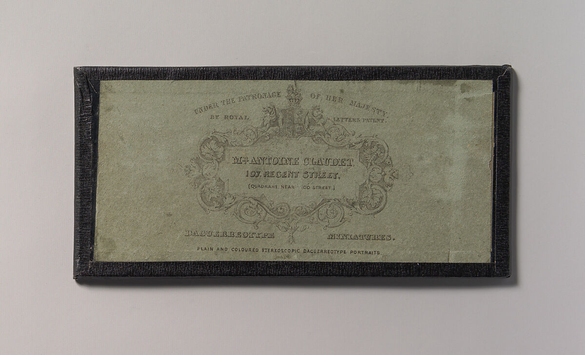 [Stereograph, Two Children Standing Between Furniture in a Studio Parlor Setting], Antoine-François-Jean Claudet (French, Lyon 1797–1867London), Daguerreotype with applied color